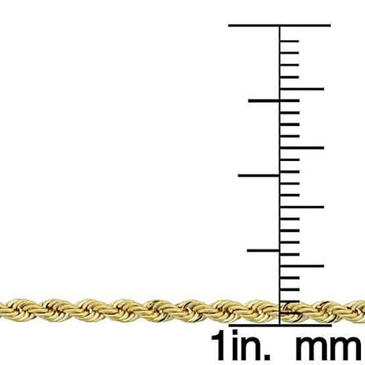 14K Gold 1.5MM Diamond Cut Rope Chain Necklace for Men and Women