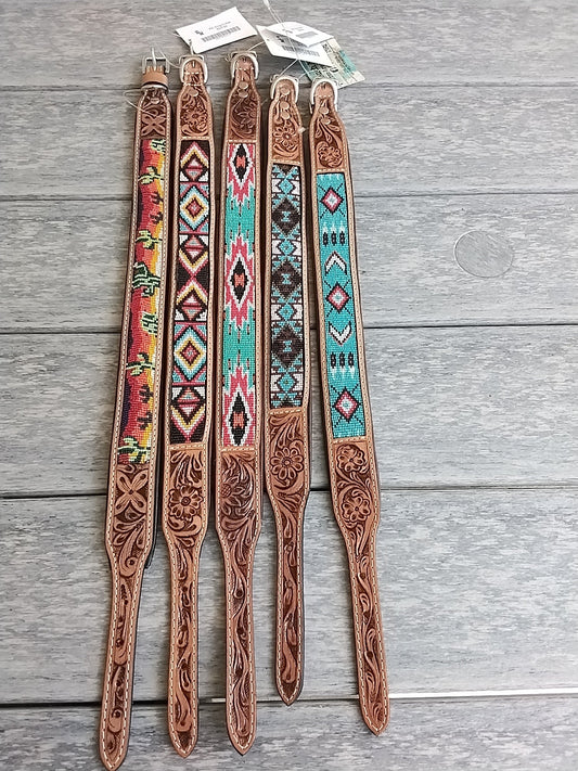 Genuine Leather Beaded Dog Collars – Handmade Durable Pet Collars in Assorted Designs