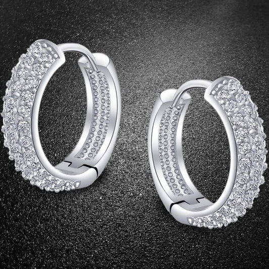 18K White Gold Micro Pave Petite Huggie Earrings