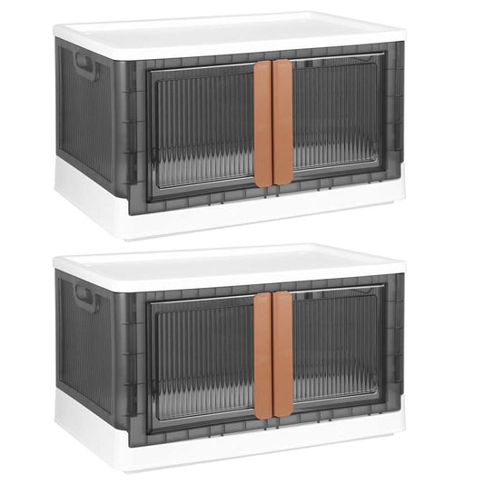2-Piece: Foldable Stackable Storage Bins with Lid