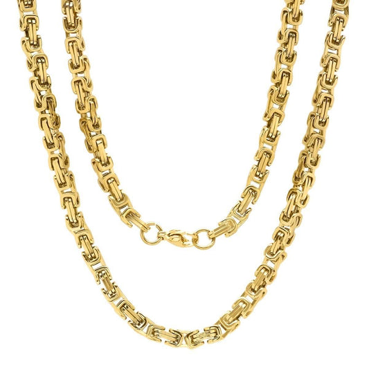 2-Piece: Men's 18k Gold Plated Stainless Steel by Zantine Necklace and Bracelet Set