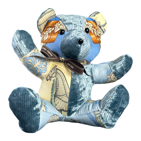 Vintage Silk Scarf Tender Teddy Bear