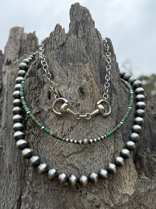 3-pc Necklace Stack: Snaffle Bit & Turquoise Heishi Bundle