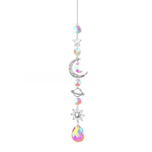 3-Pieces: Crystal Wind Chime Pendant Catcher Diamond Prisms