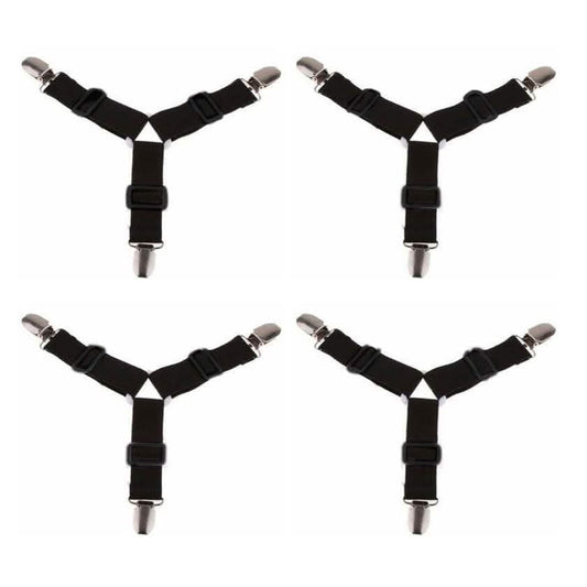 4-Piece: Triangle Bed Sheet Holder Fastener Grippers Clips Suspender Strap