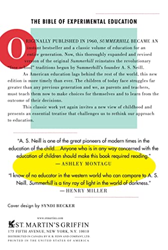 Summerhill School: A New View of Childhood by Neill, A. S.