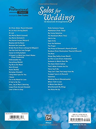 The Professional Pianist -- Solos for Weddings: 50 Advanced