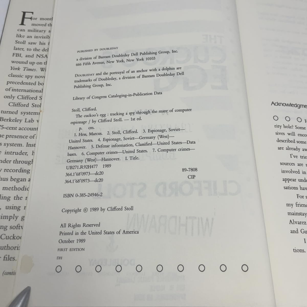 The Cuckoo's Egg: Tracking a Spy Through the Maze of Compute