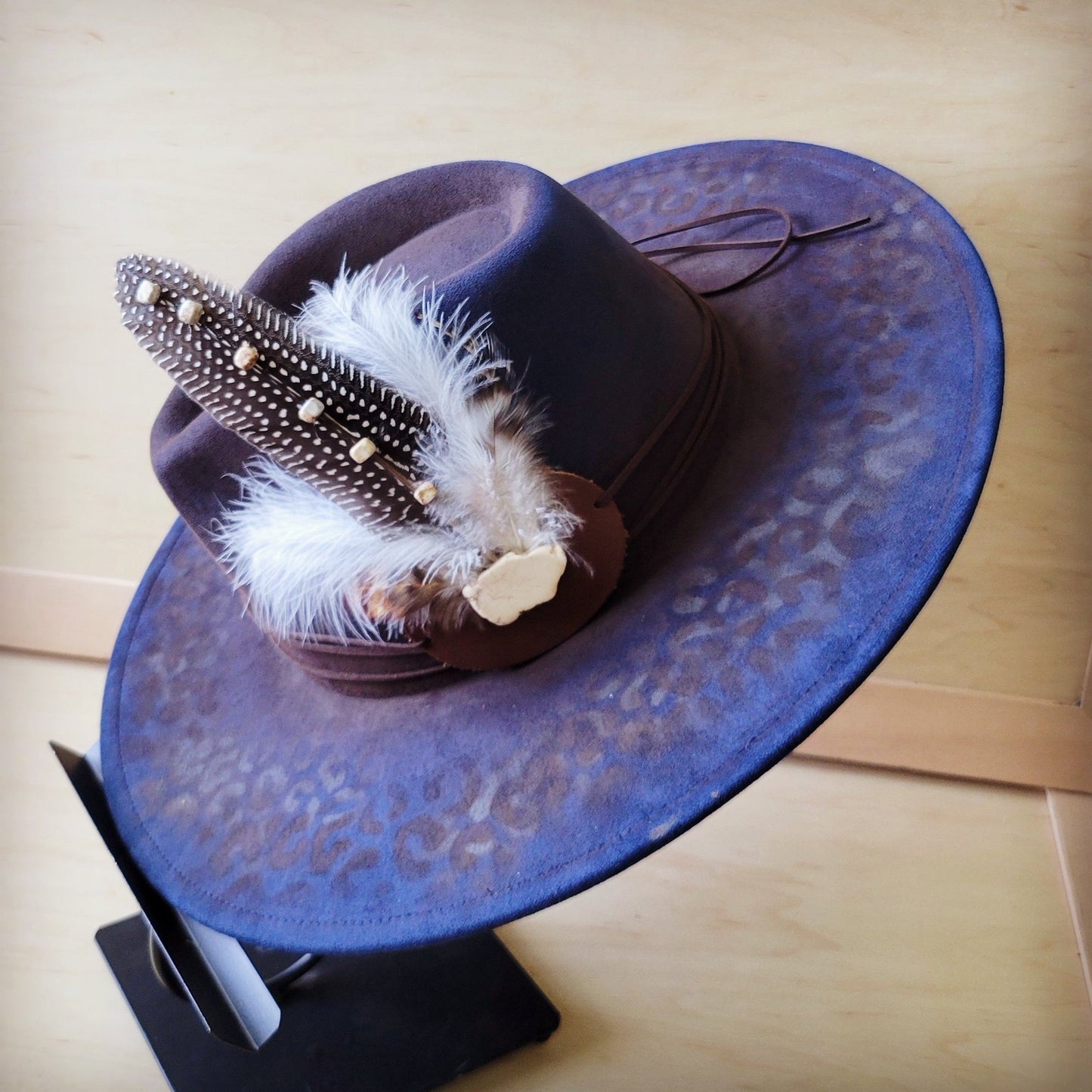 Sandstone Regalite Stone Feather & Leather Hat Band Only 954z