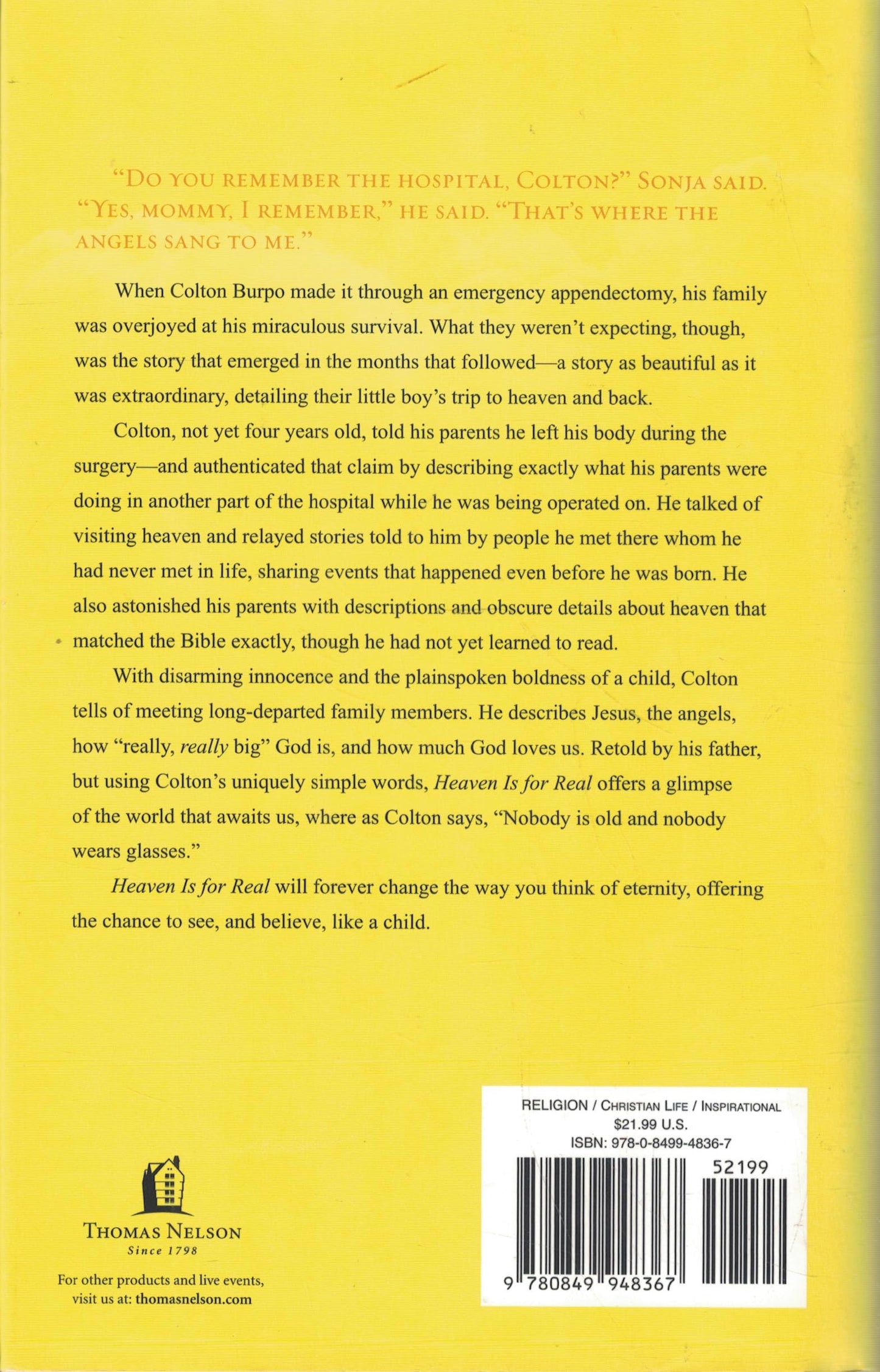 Heaven is for Real: A Little Boy's Astounding Story of His T