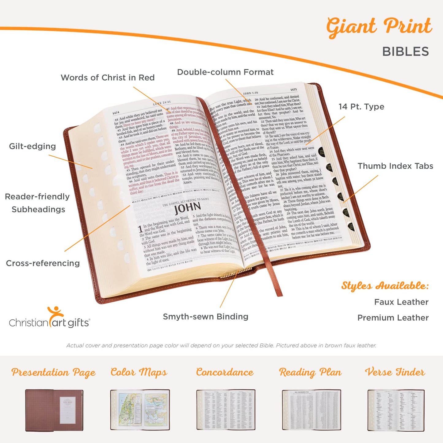 KJV Holy Bible, Giant Print Full-size Faux Leather Red Lette