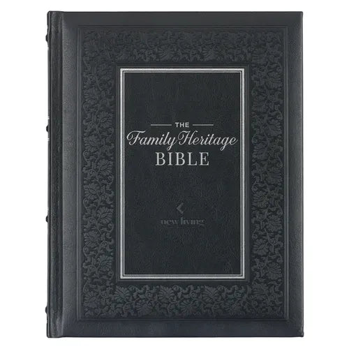 NLT Family Heritage Bible, Large Print Family Devotional Bible for Study, New Living Translation Holy Bible Faux Leather Hardcover, Additional Interac - Leather