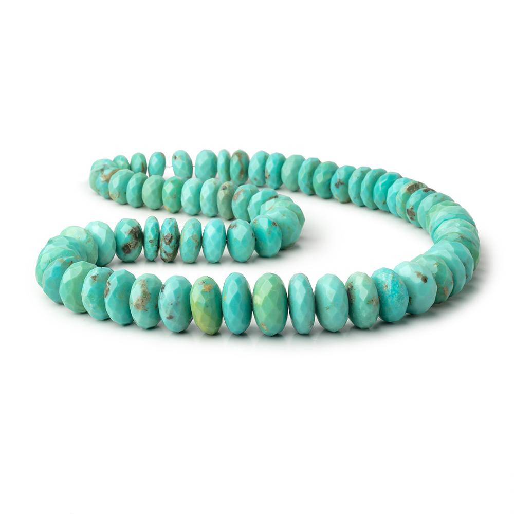 9-16.5mm Sleeping Beauty Turquoise Faceted Rondelle 18 inch 70 Beads AAA