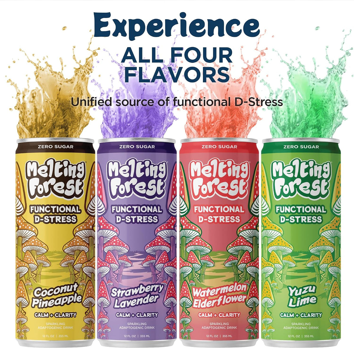 Mushroom D-Stress Drink 12 Pack - Watermelon Elderflower
