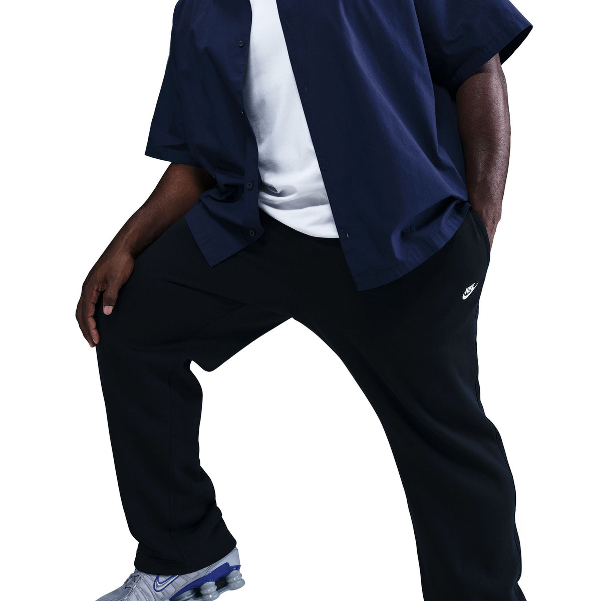 Nike Mens Club Open-Hem Sweatpants - Black