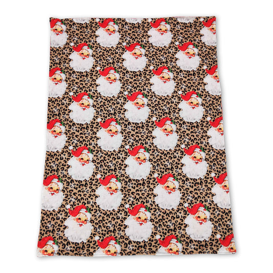 Leopard santa red polka dots baby girls Christmas blankets