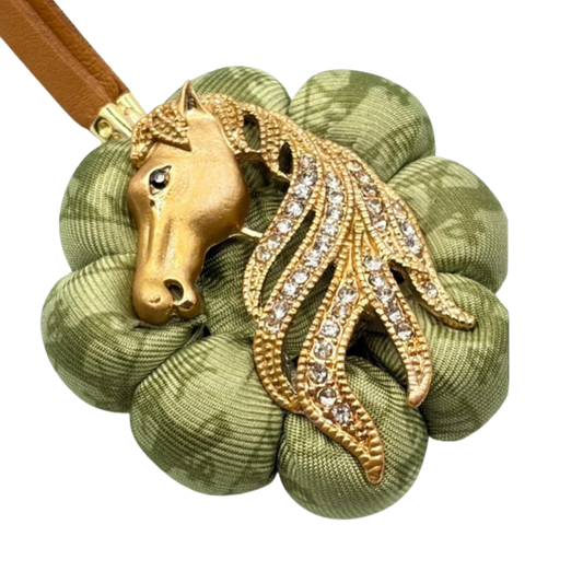 Stallion Head Vintage Silk Necktie Bag Charm
