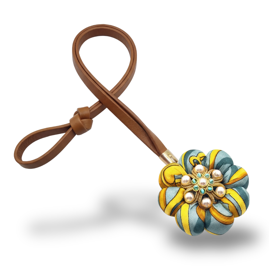 Equestrian Print Vintage Silk Necktie Bag Charm