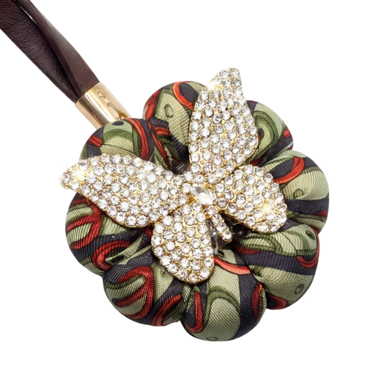 Butterfly Belt Print Vintage Silk Necktie Bag Charm