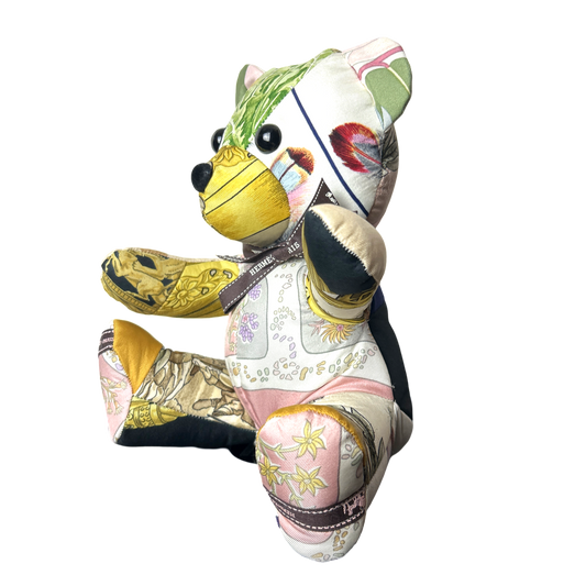 Vintage Silk Scarf Tender Teddy Bear