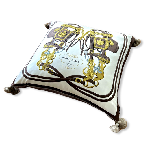 Brides de Gala Taupe Vintage Silk Scarf Pillow 30"