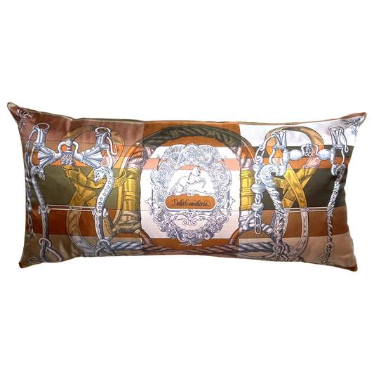Della Cavalleria Vintage Silk Scarf Lumbar Pillows 35"