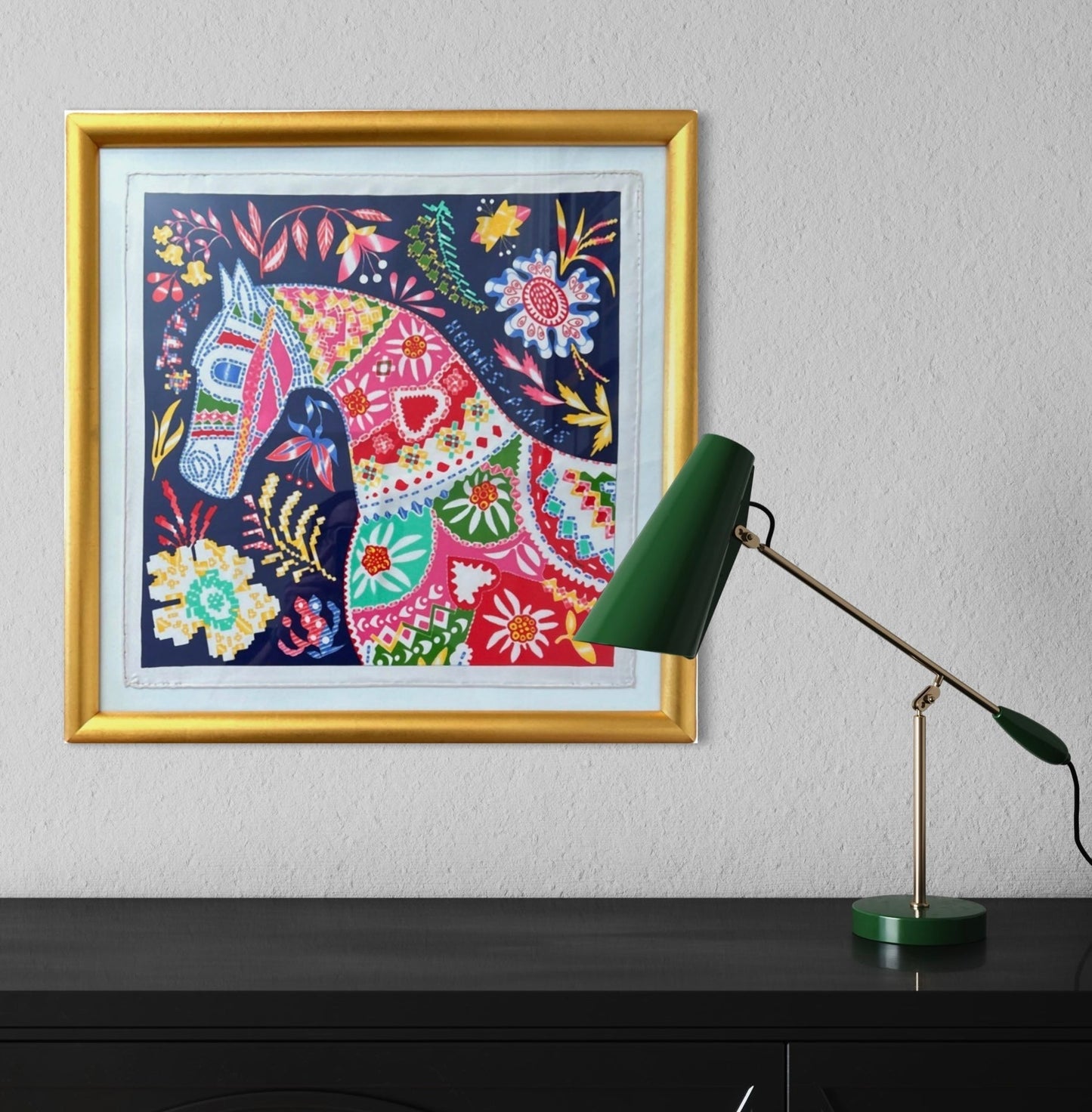 En Attendant Ulysse Framed Vintage Silk Scarf 20"