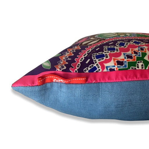 En Attendant Ulysse Vintage Silk Scarf Rose Pillow 17"