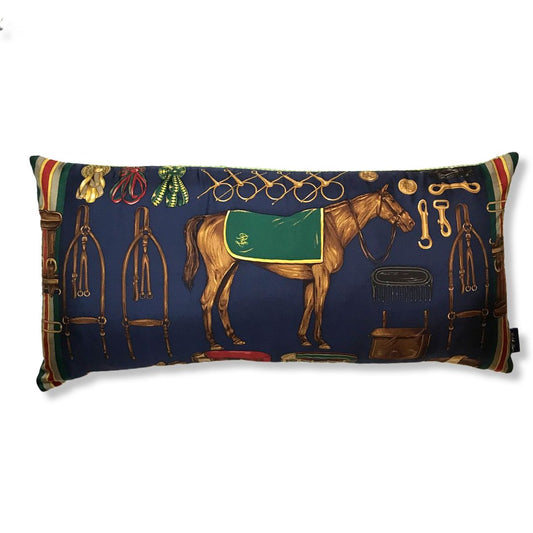 Equestrian Houndstooth Vintage Silk Scarf Pillows