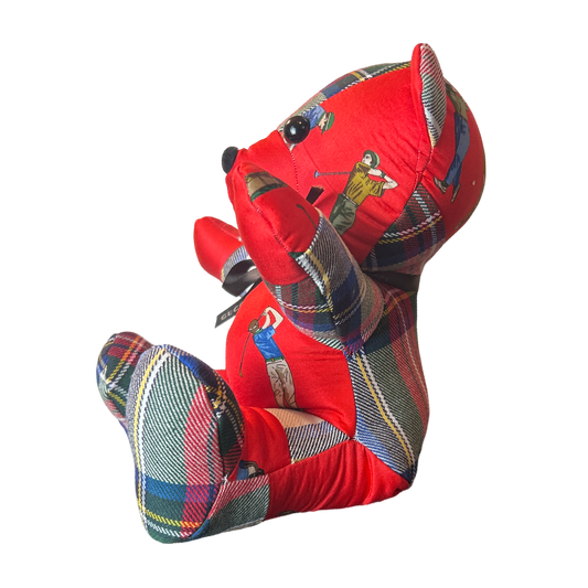 Tee Time Vintage Silk Scarf Tender Teddy Bear