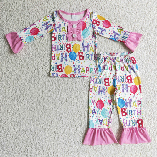 Happy birthday balloon apparel kids girls pajamas
