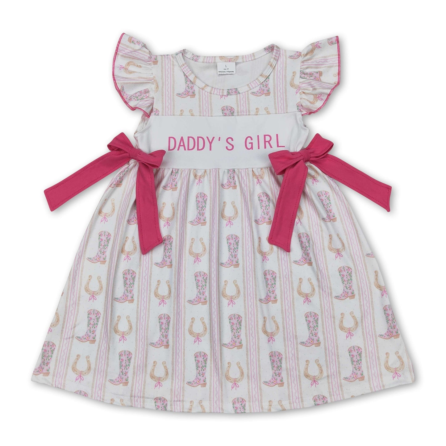 Flutter sleeves daddy's girl boots western kids dresses