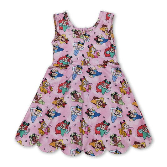 Sleeveless pink princess kids girls summer athletic dress