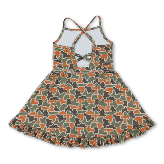 Sleeveless camo T kids girls team athletic dresses
