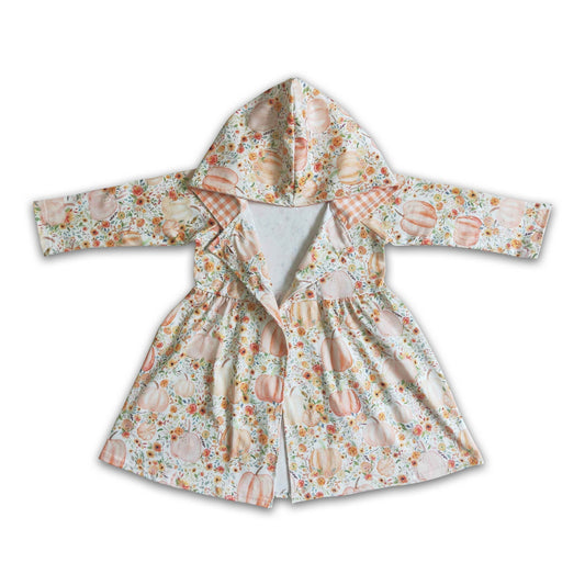 Floral pumkin hoodie dress baby girls fall cardigan