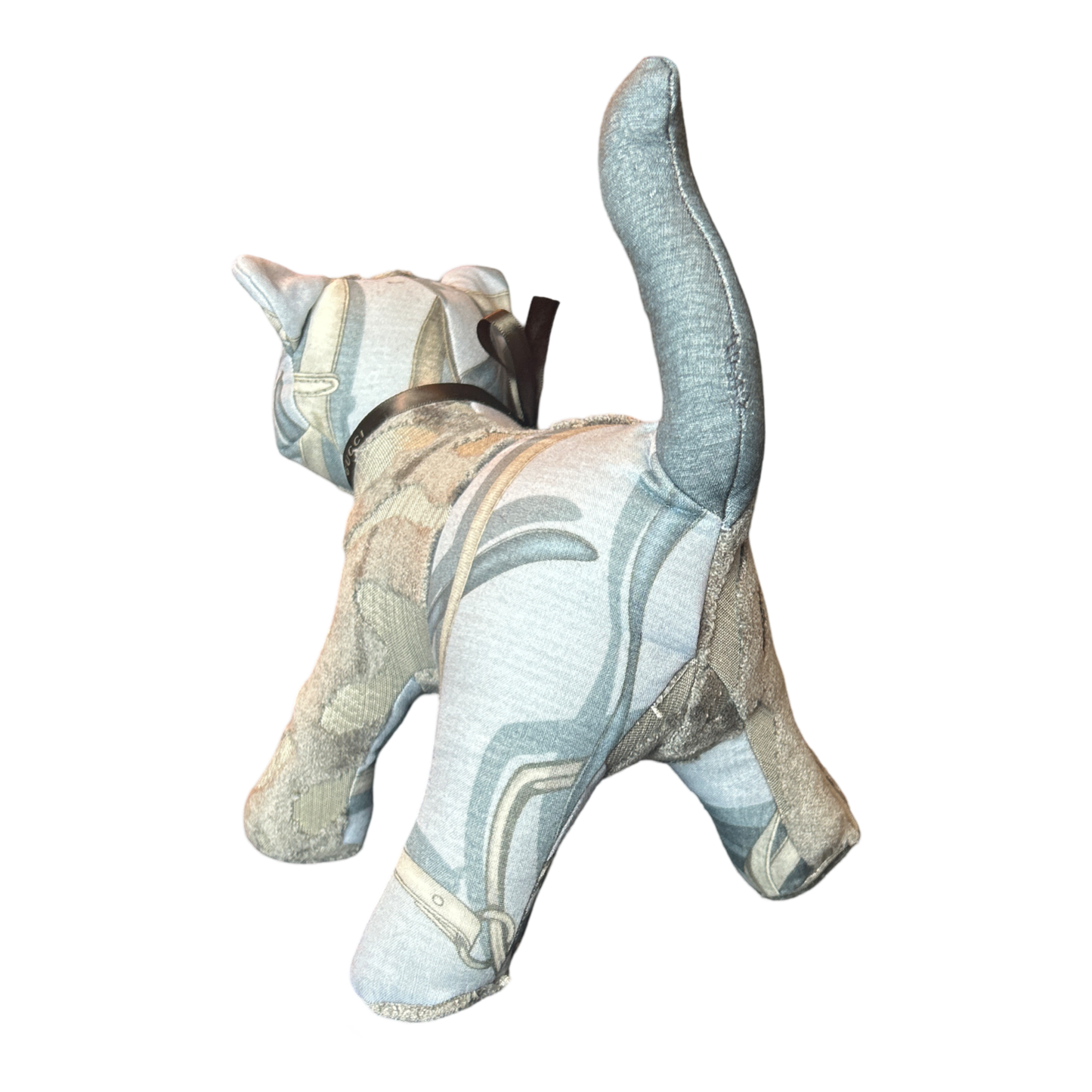 Equestrian Gray Vintage Silk Scarf Charming Kitten