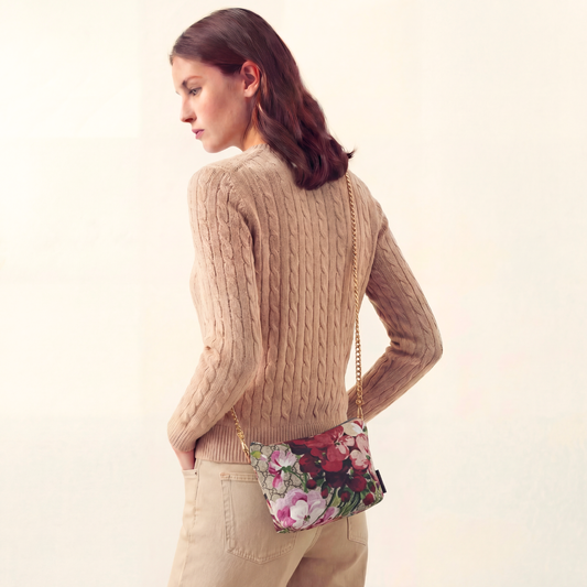 GG Logo Blooms Pink Vintage Scarf Crossbody Bag