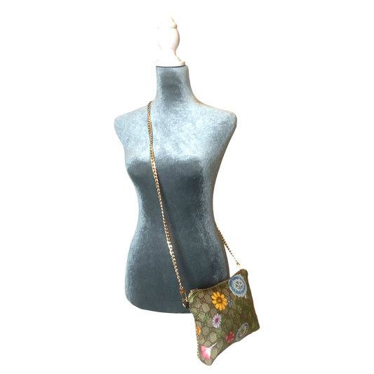 GG Logo Flora Vintage Silk Scarf Crossbody Bag