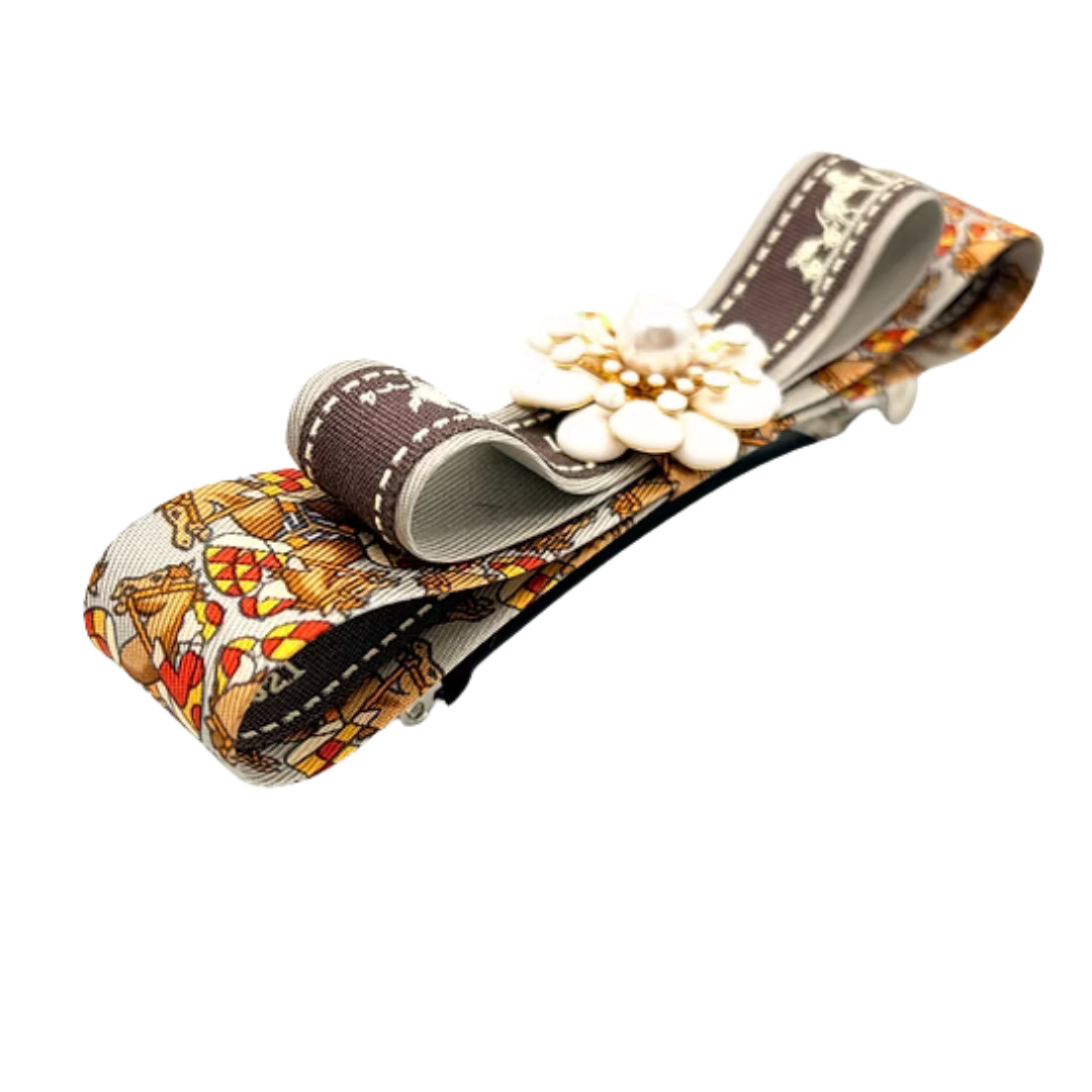 Jockey Print Silk Necktie Hair Clip