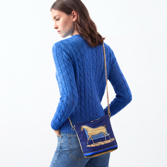 Couvertures et Tenues du Jour Blue Vintage Scarf Crossbody Bag