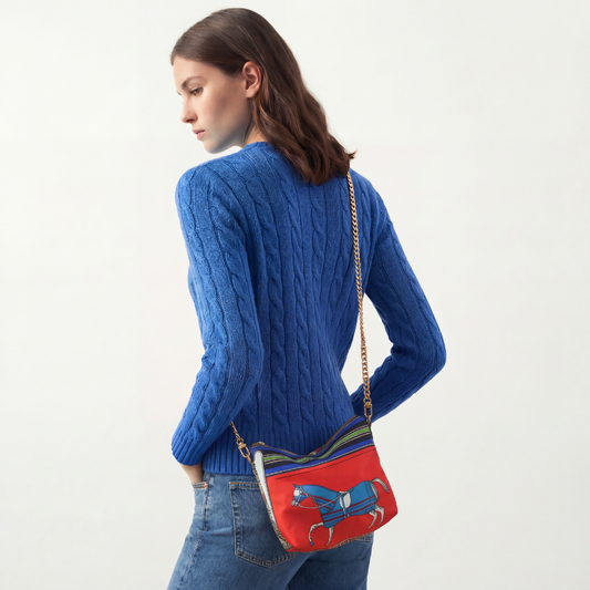 Couvertures et Tenues du Jour Red Vintage Scarf Crossbody Bag