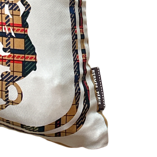 Brides de Gala Tartan Vintage Silk Scarf Pillow 17"