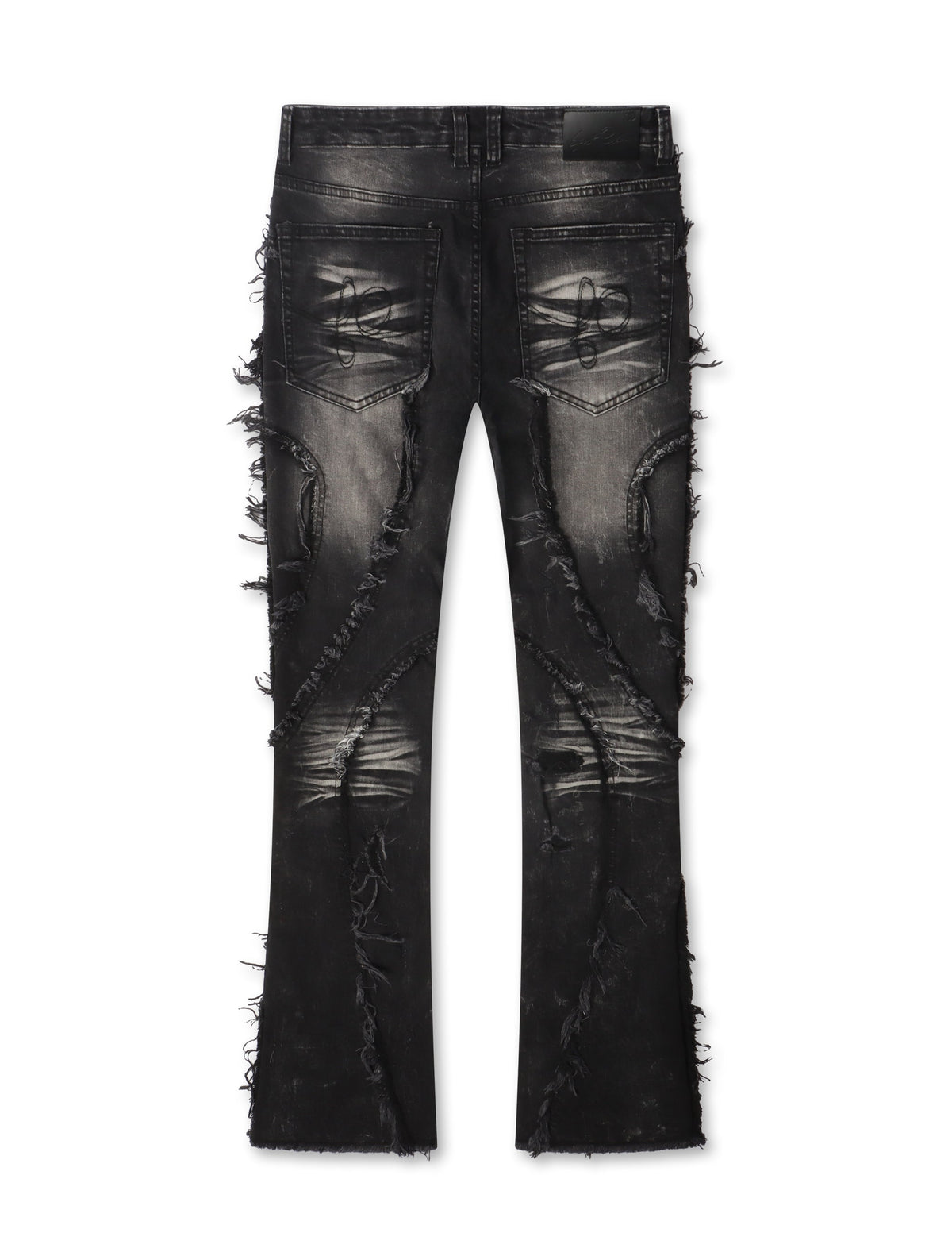 Frost Originals Distressed Rhinestone Stacked Jeans - Black Wash