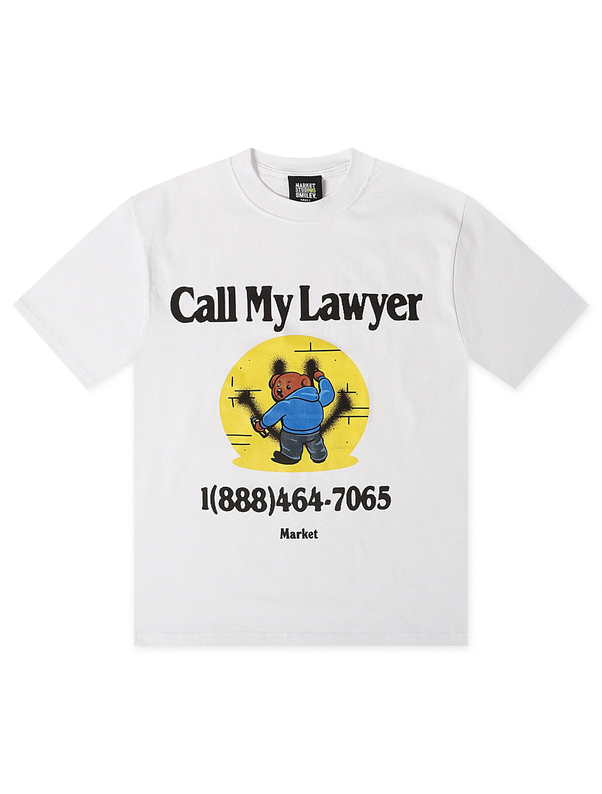 Market Studios Smiley Call My Lawyer Bear Tee - White