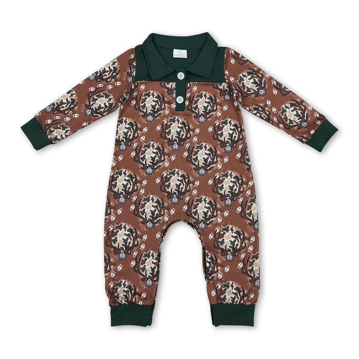 Long sleeves camo deer baby boys hunting romper