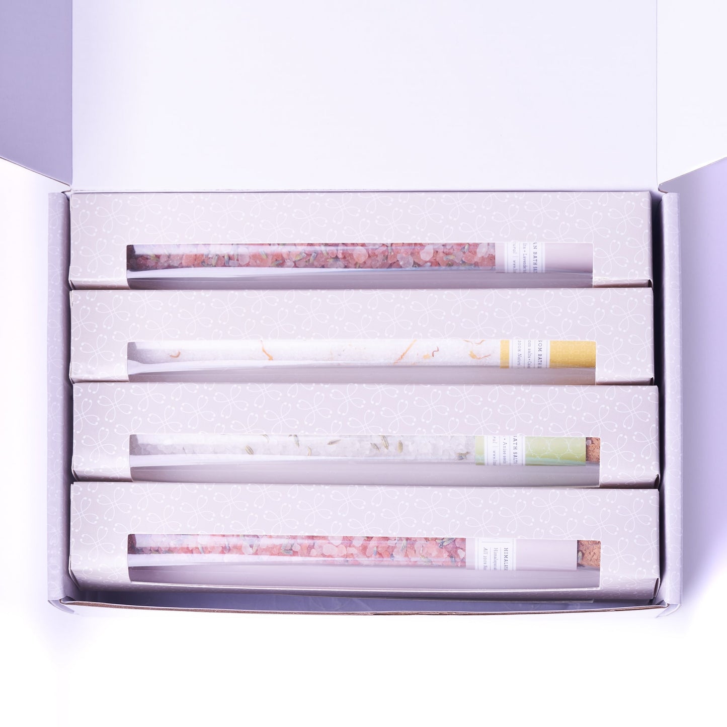 Natural Bath Salts Gift set in 8 Glass Tubes, Luxurious Bath Experience-4