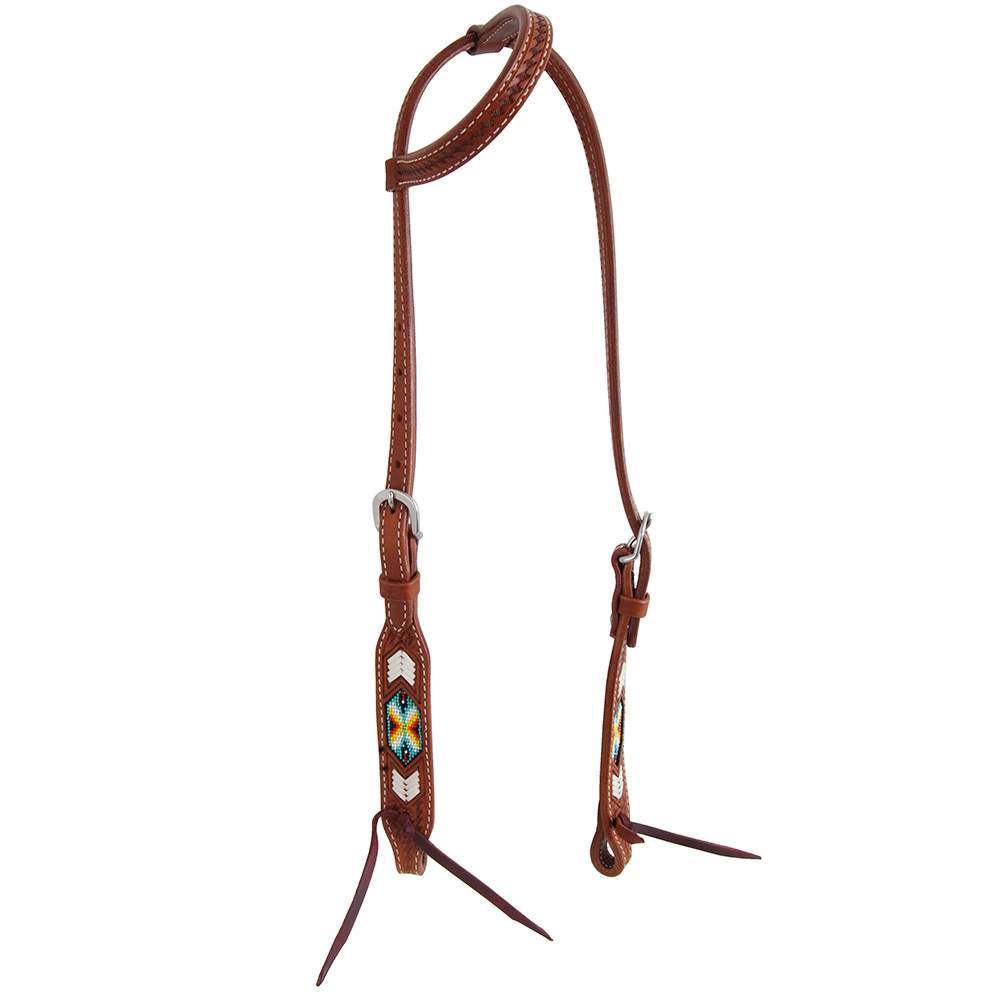Oxbow Tack Peyote Rawhide and Beaded Inlay Single Ear Headstall