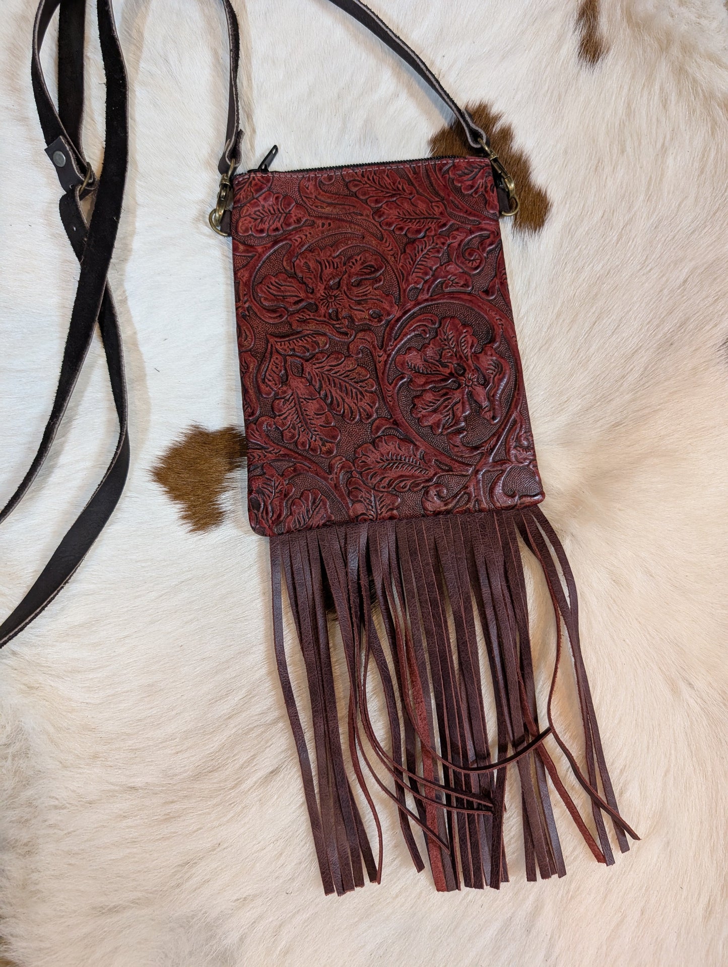 Genuine Leather Crossbody with Fringe – Handmade Western Purse in Three Unique Styles