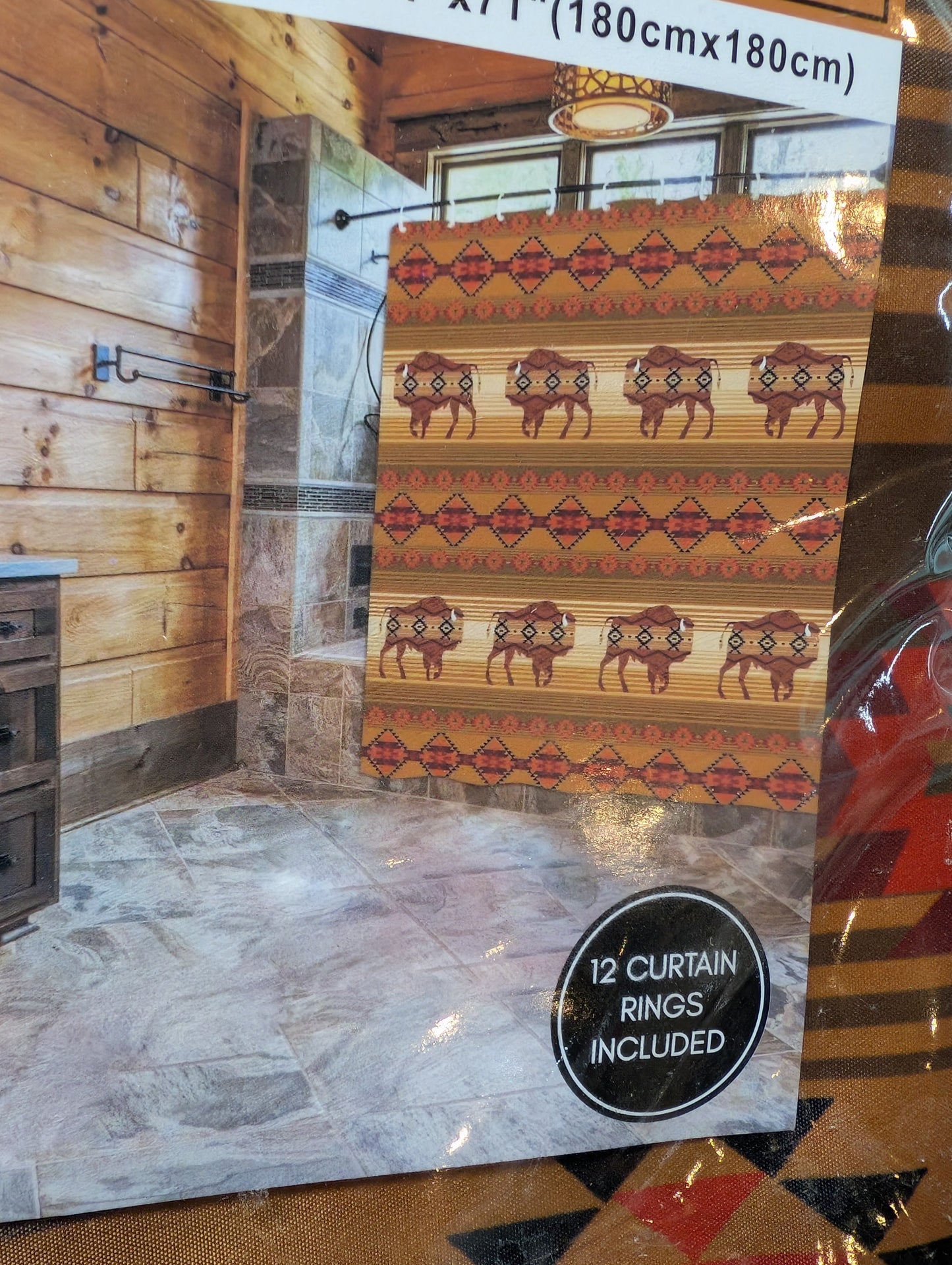 Western Shower Curtain with Rings – 71” x 71” Rustic Bathroom Décor
