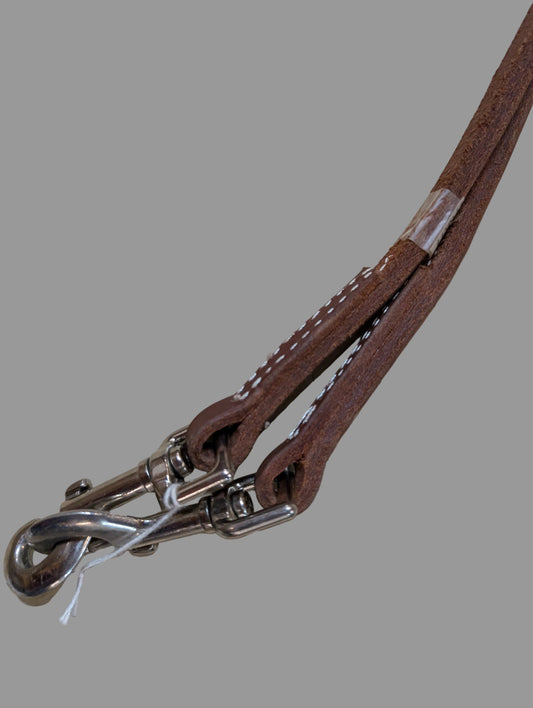Harness Leather 8 ft Split Reins – 1/2" Wide with Sewn-On Bolt Snaps (Last Pair)
